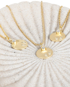 Engraving plates pendant necklace baby feet zirconia 12mm-3