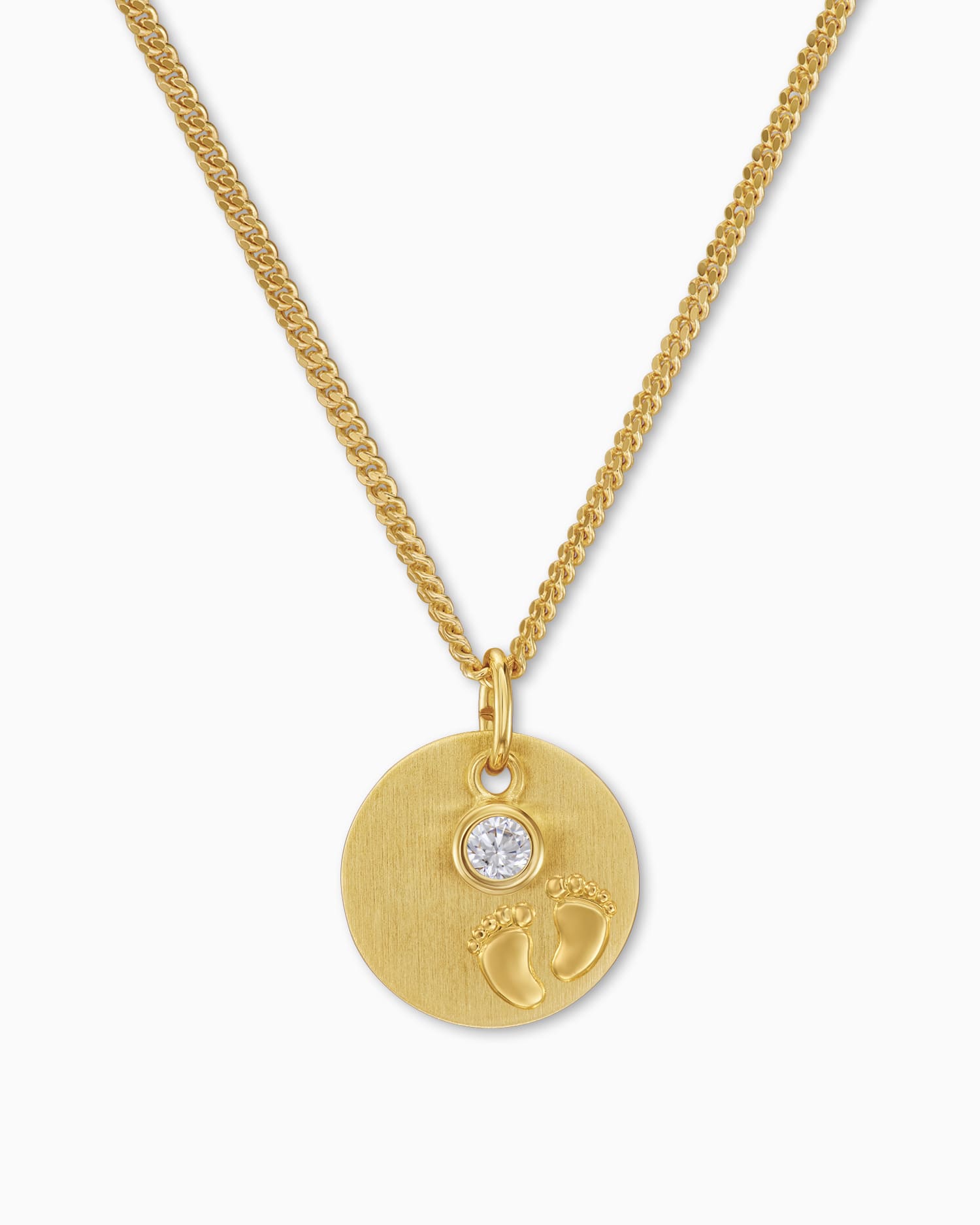 Engraving plates pendant necklace baby feet zirconia 12mm