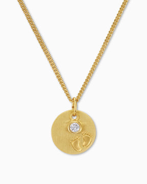 Engraving plates pendant necklace baby feet zirconia 12mm-3