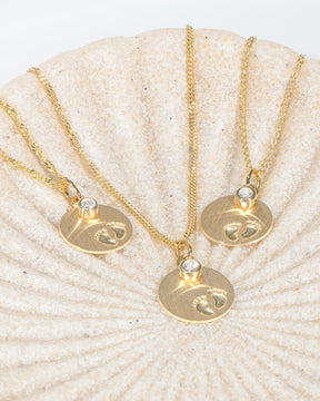 Engraving plates pendant necklace baby feet zirconia 12mm