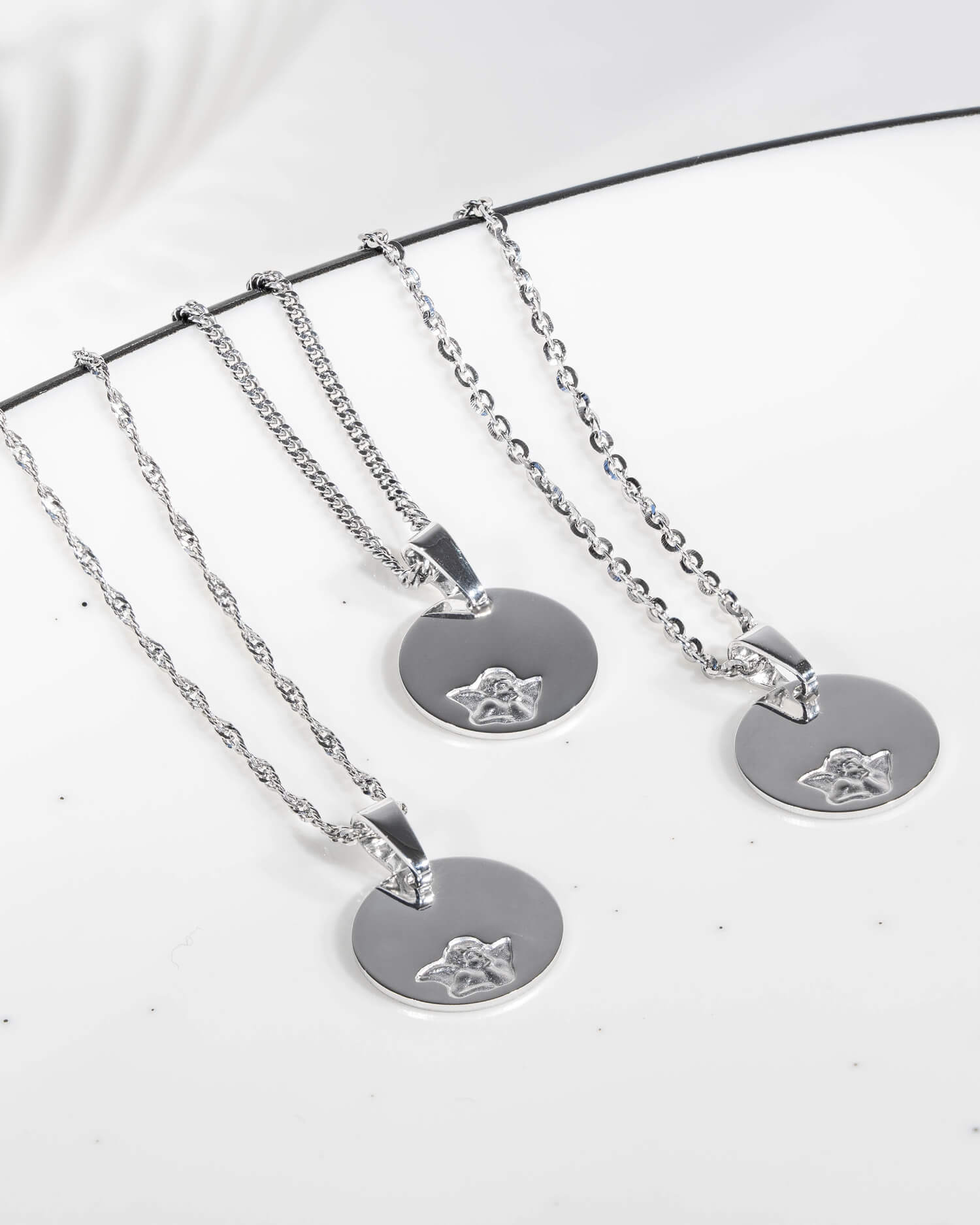 Engraving plates pendant necklace guardian angel 12mm