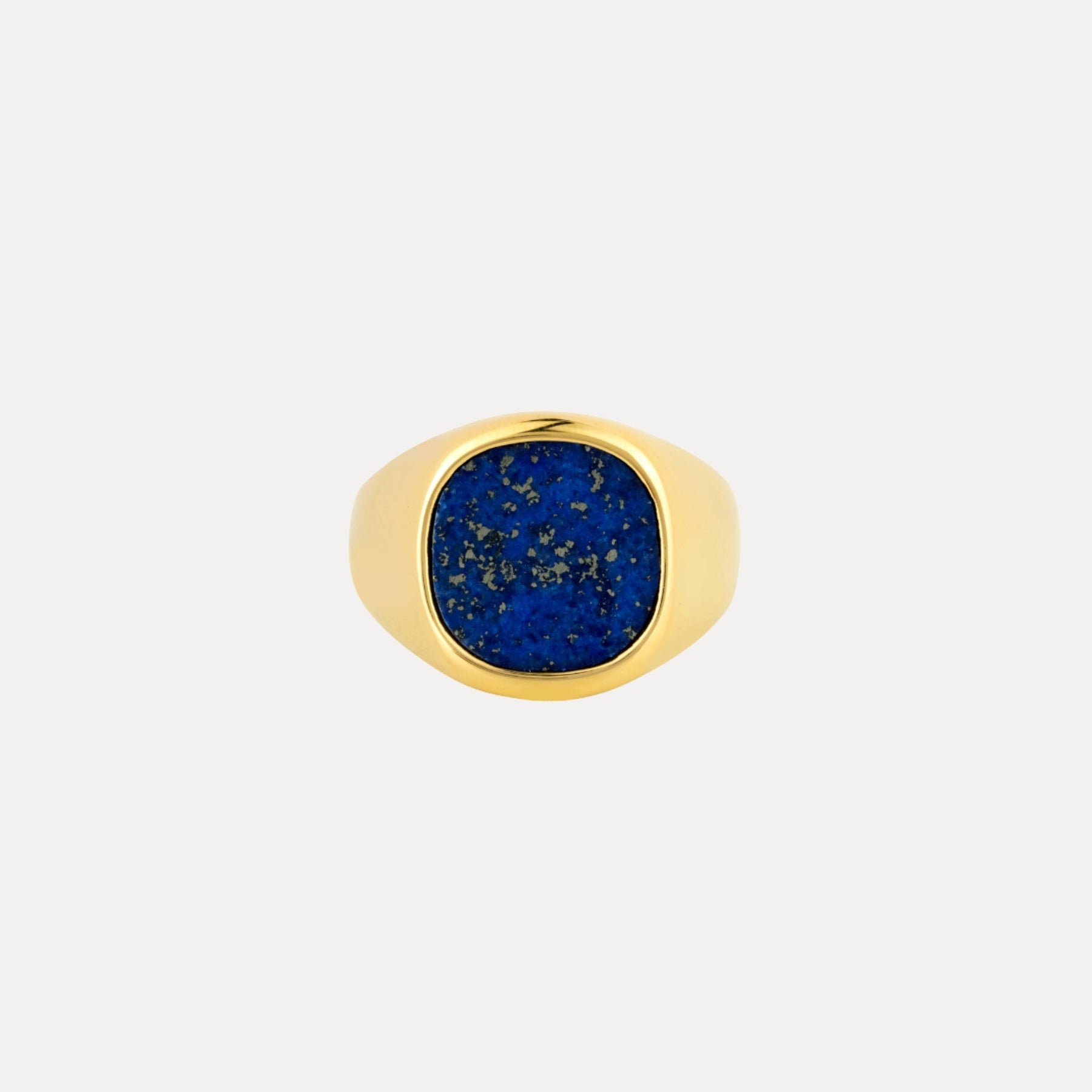 Large Lapis Signet Ring - Gold