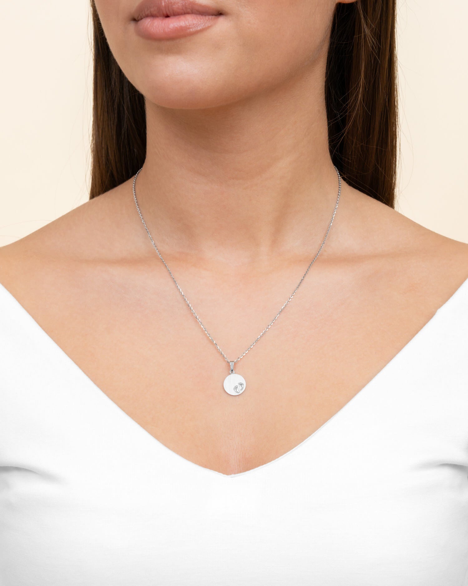 Engraving plates pendant necklace baby feet 12mm-6