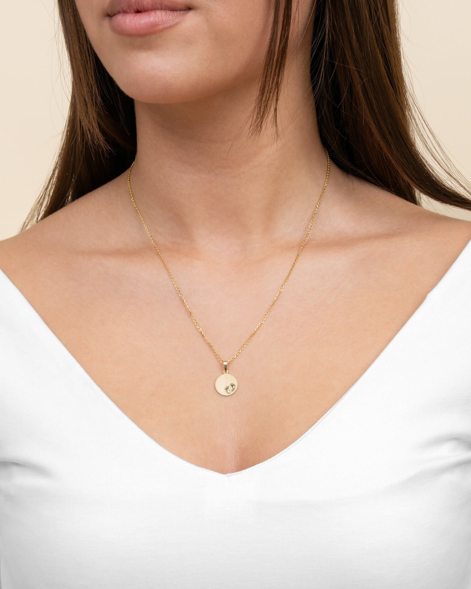 Engraving plates pendant necklace baby feet 12mm-6