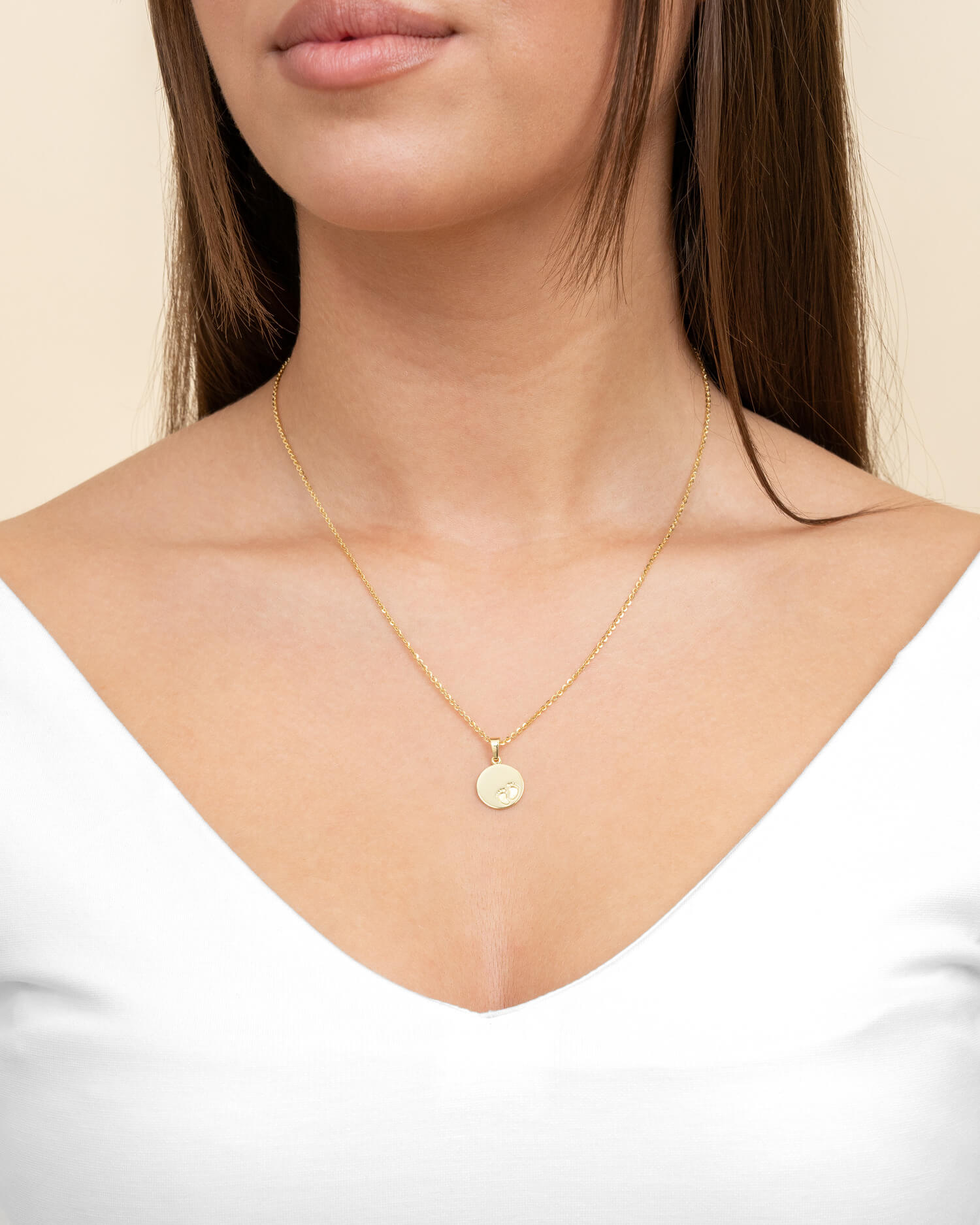 Engraving plates pendant necklace baby feet 12mm-6