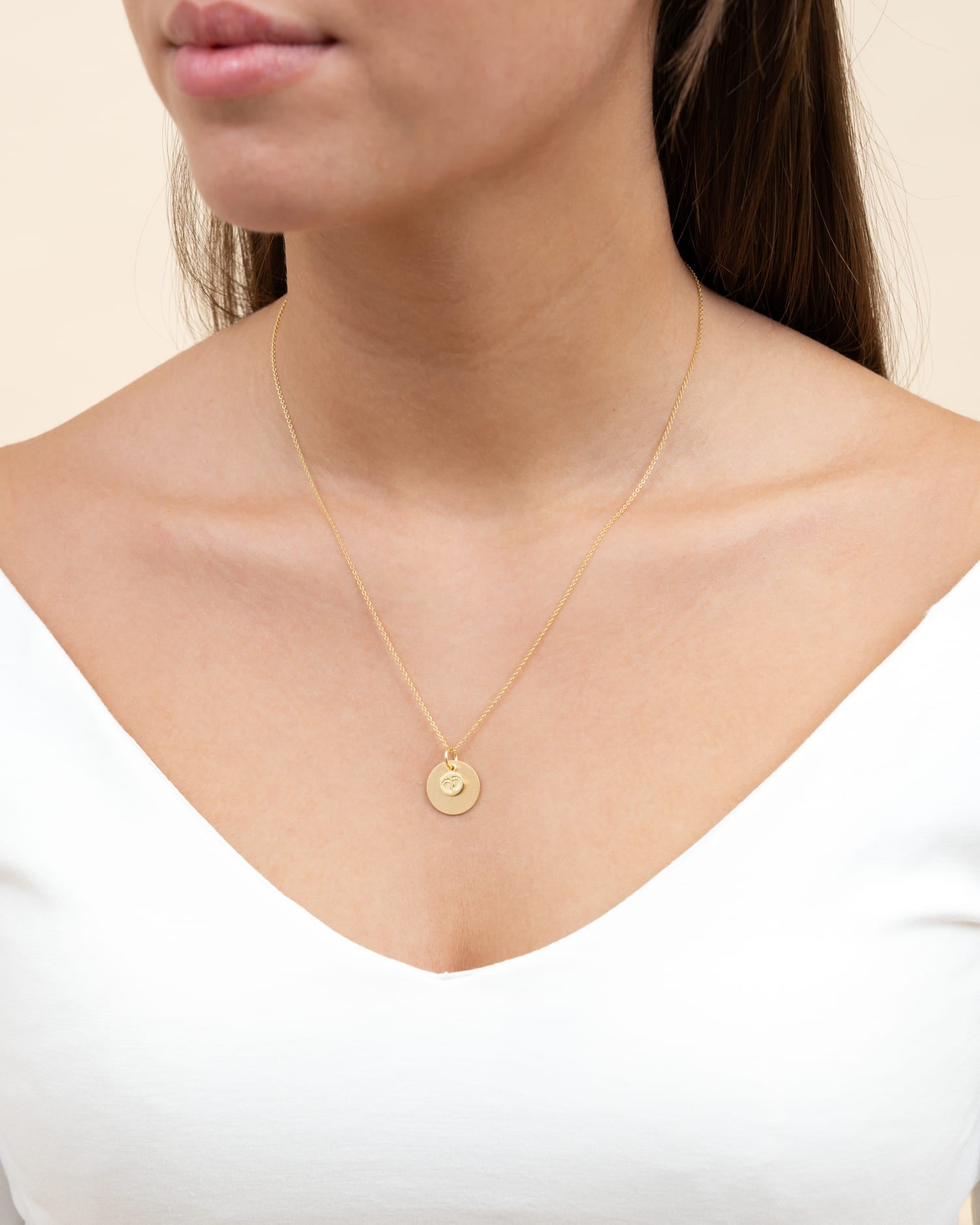 Engraving plates pendant necklace baby feet 14mm