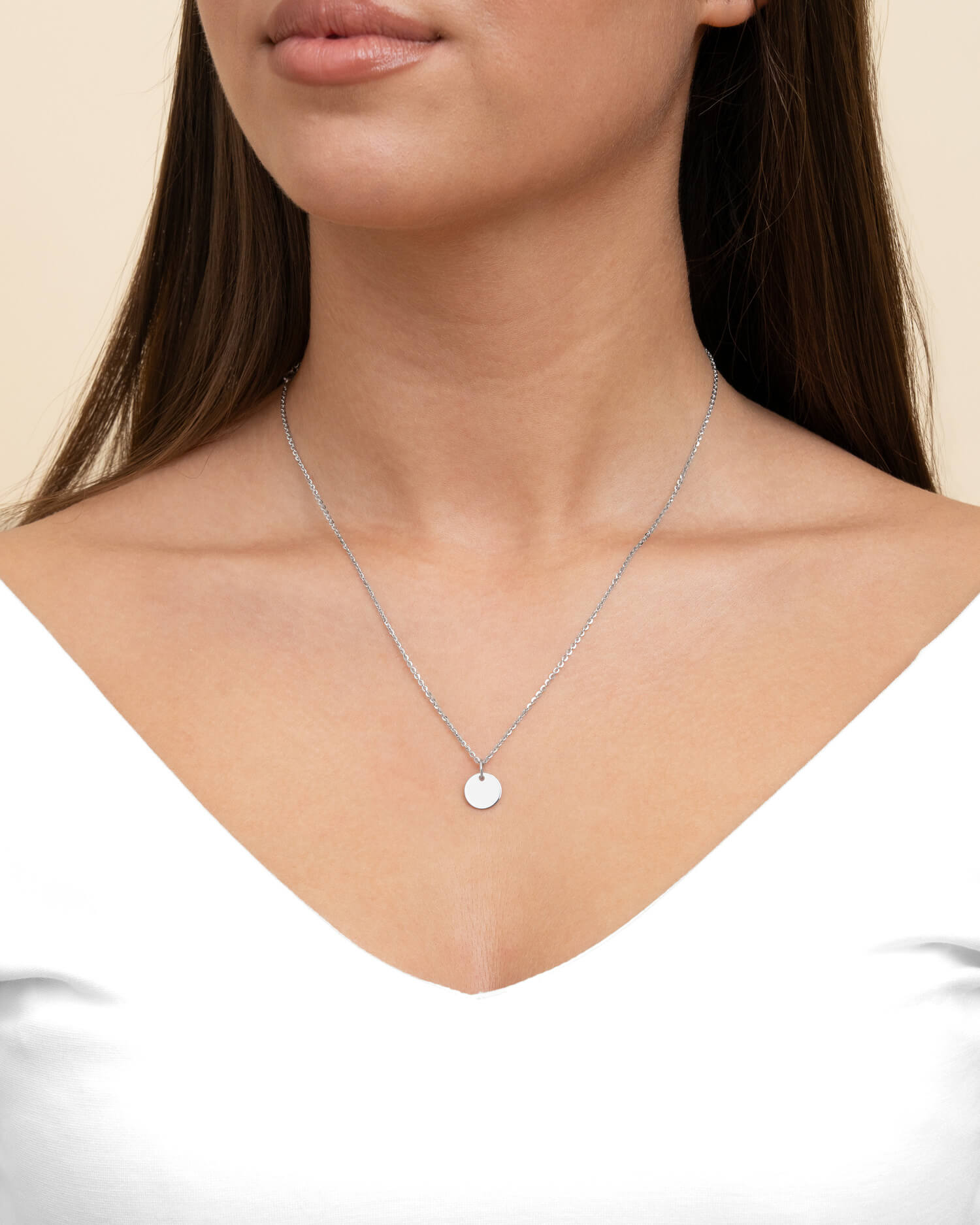 Engraving plate necklace pendant round 10mm