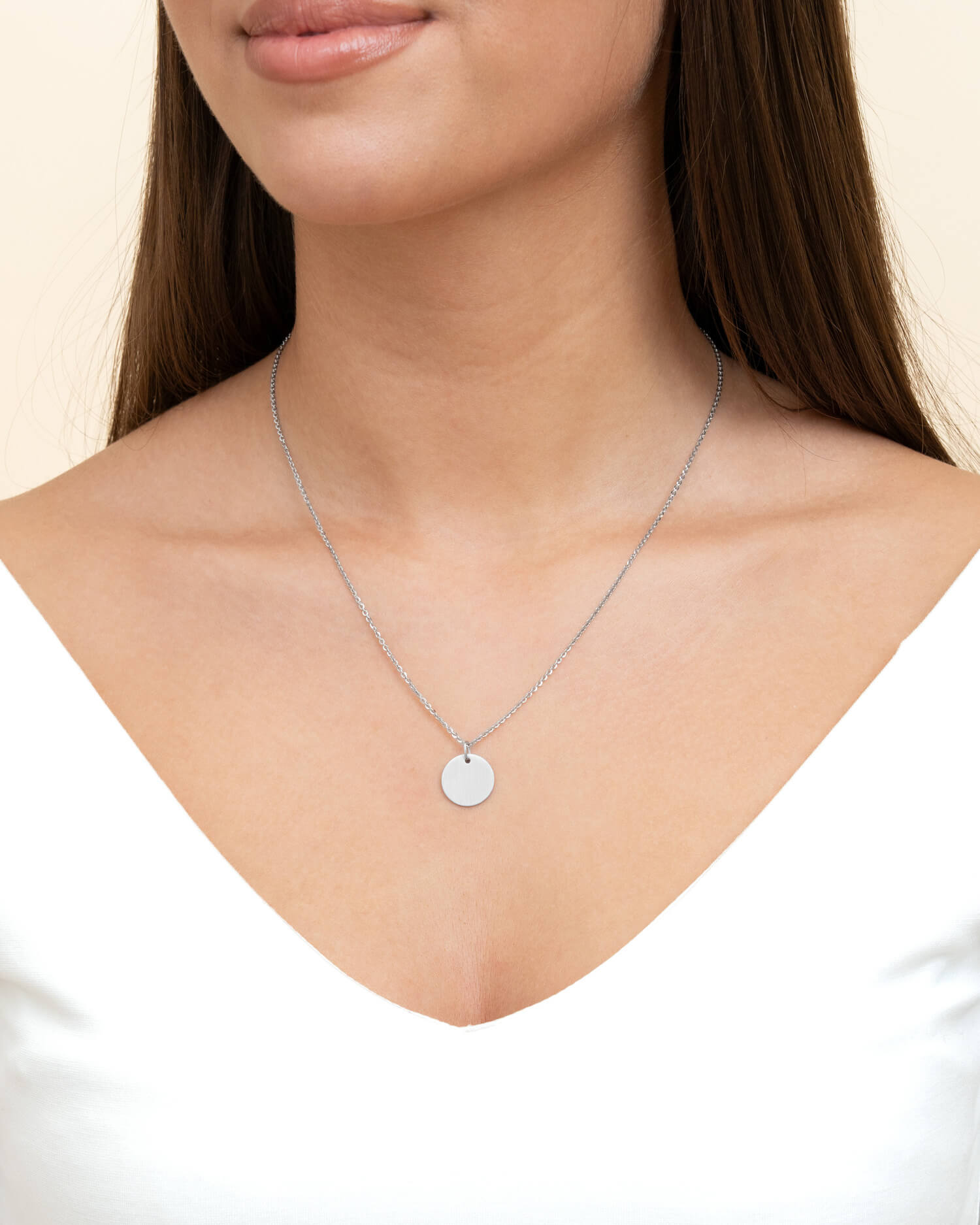 Engraving plates necklace pendant round 14mm