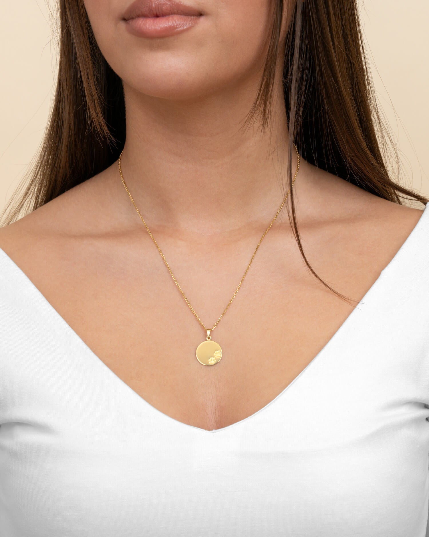 Engraving plates necklace pendant paw print 16mm-4