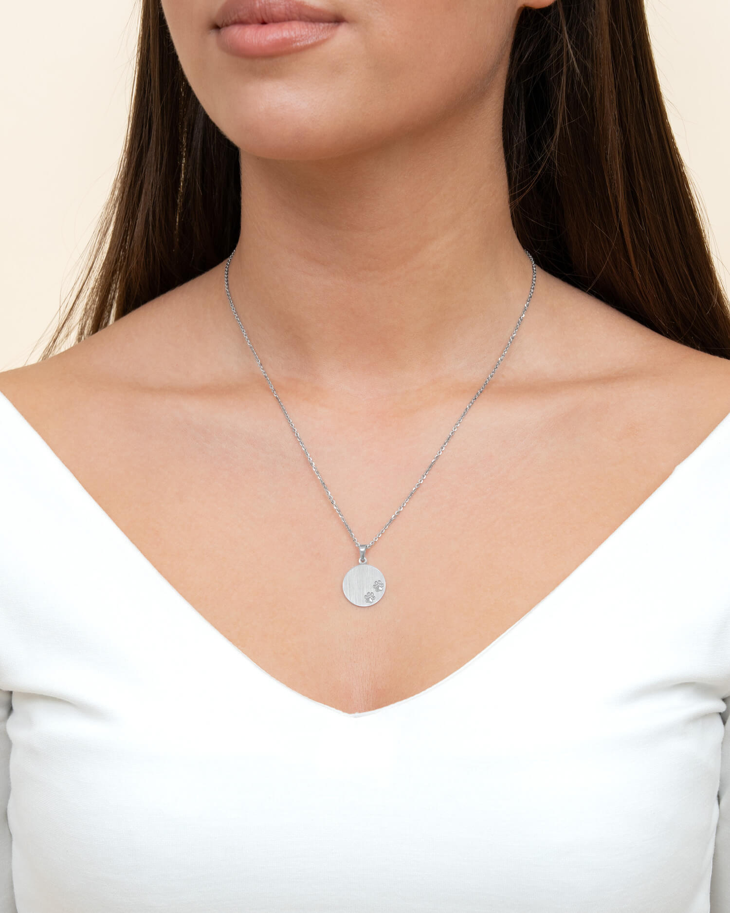 Engraving plates necklace pendant paw print 16mm-4