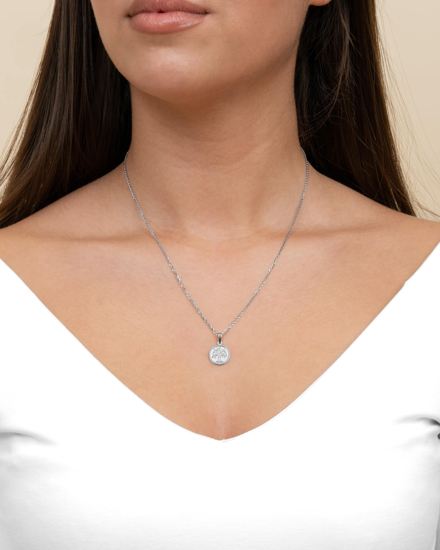 Engraving plates necklace pendant tree of life 12mm-4