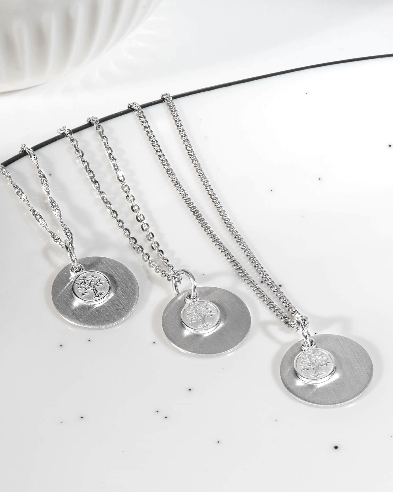 Engraving plates necklace pendant tree of life 12mm-4