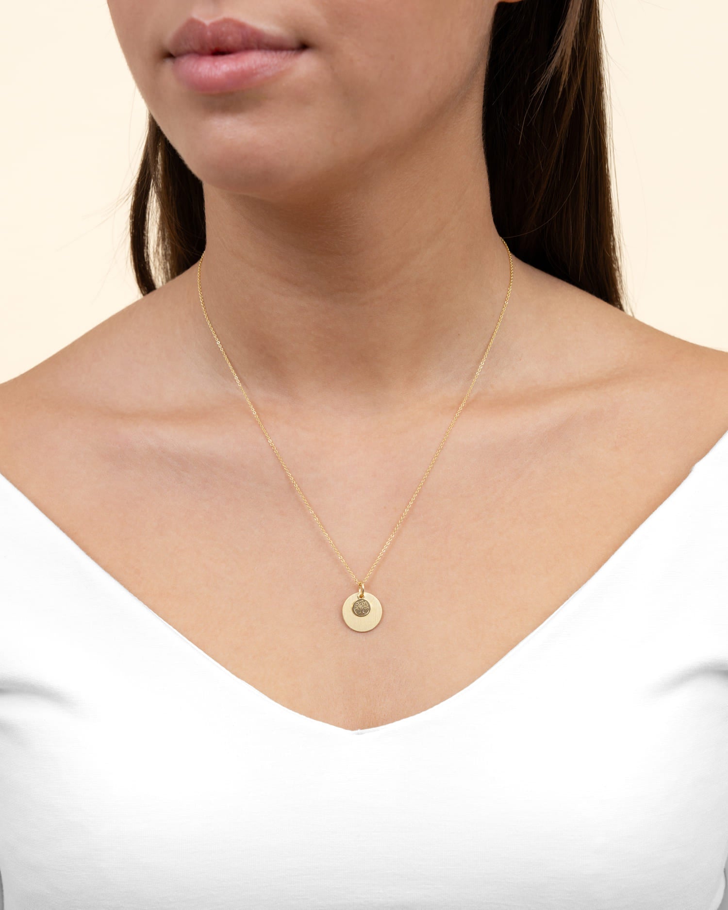 Engraving plates necklace pendant tree of life 14mm