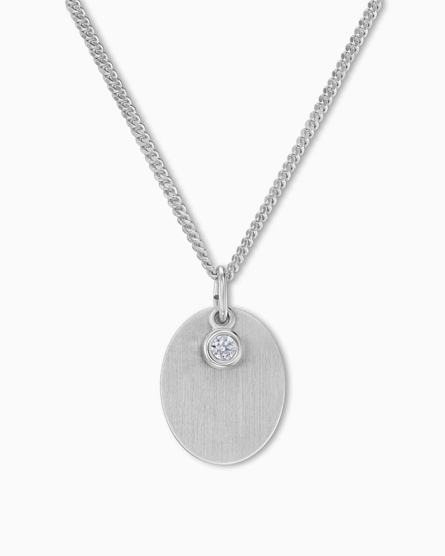 Engraving plates necklace pendant oval zirconia-3