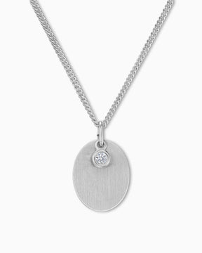Engraving plates necklace pendant oval zirconia-3