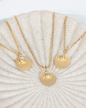 Engraving plates necklace pendant oval zirconia-3