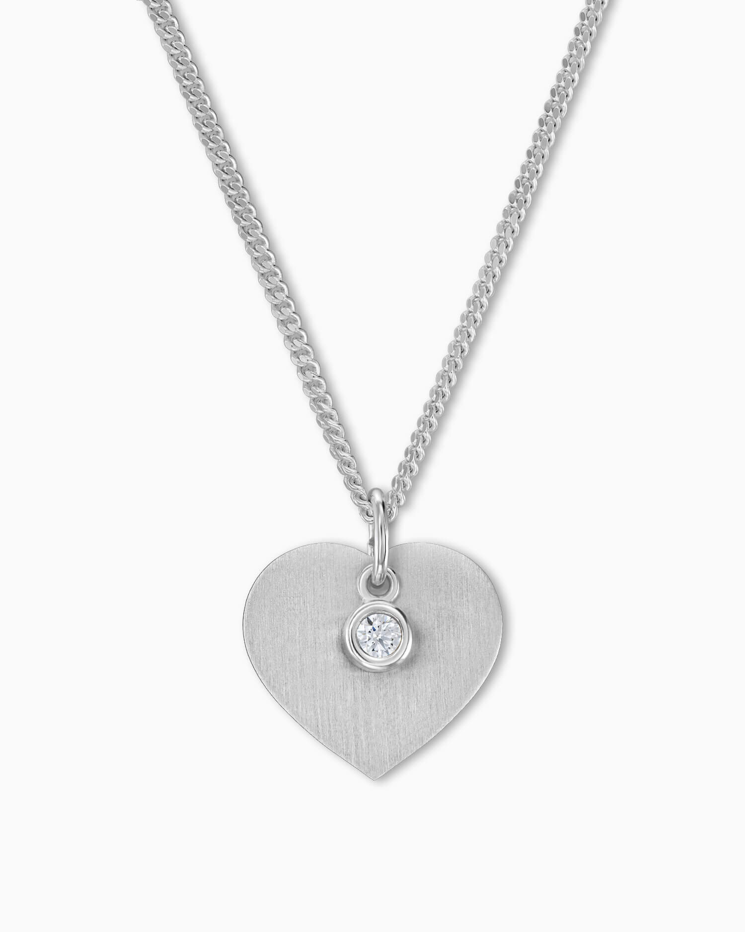 Heart necklace engraving plate pendant zirconia-3