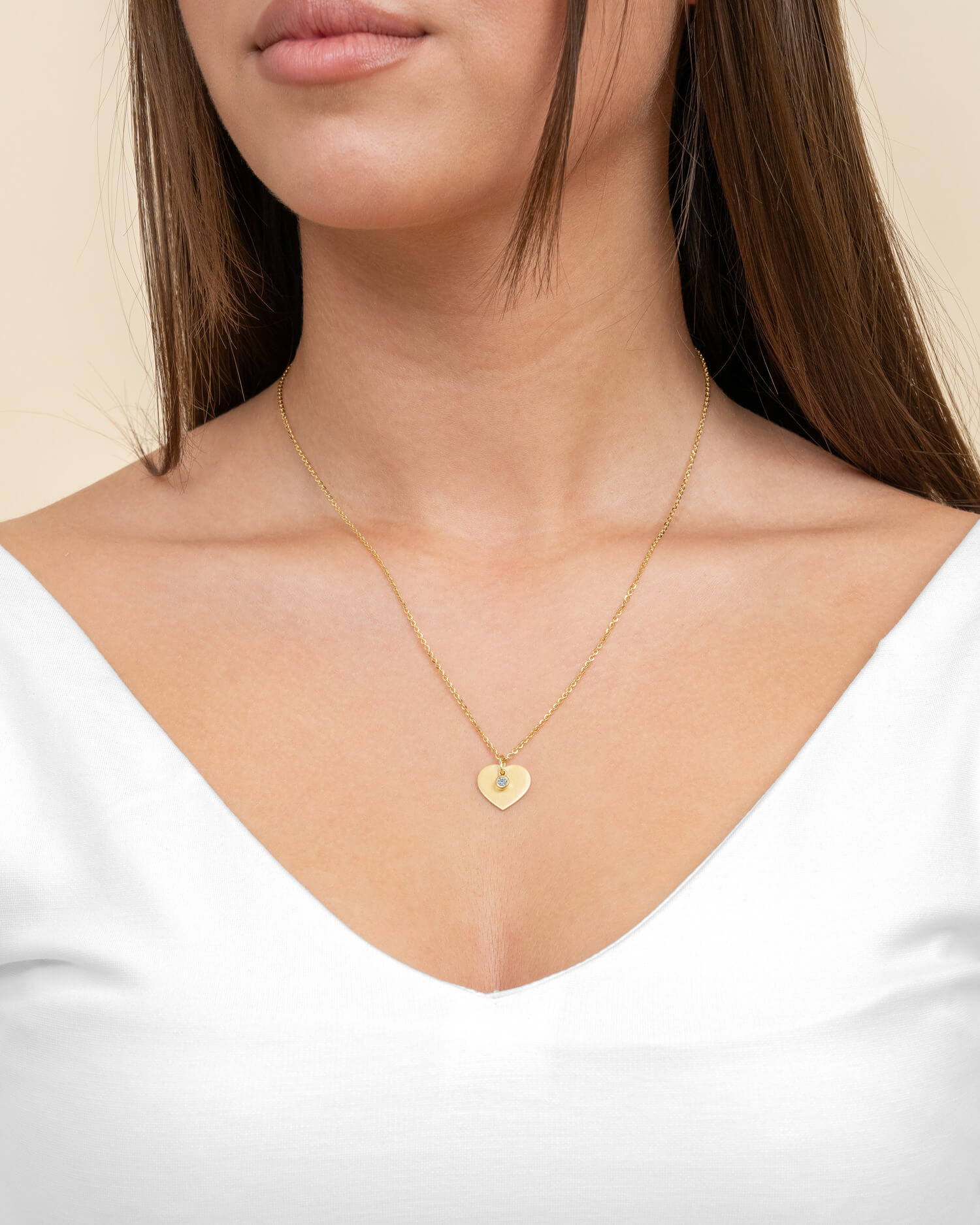 Heart necklace engraving plate pendant zirconia