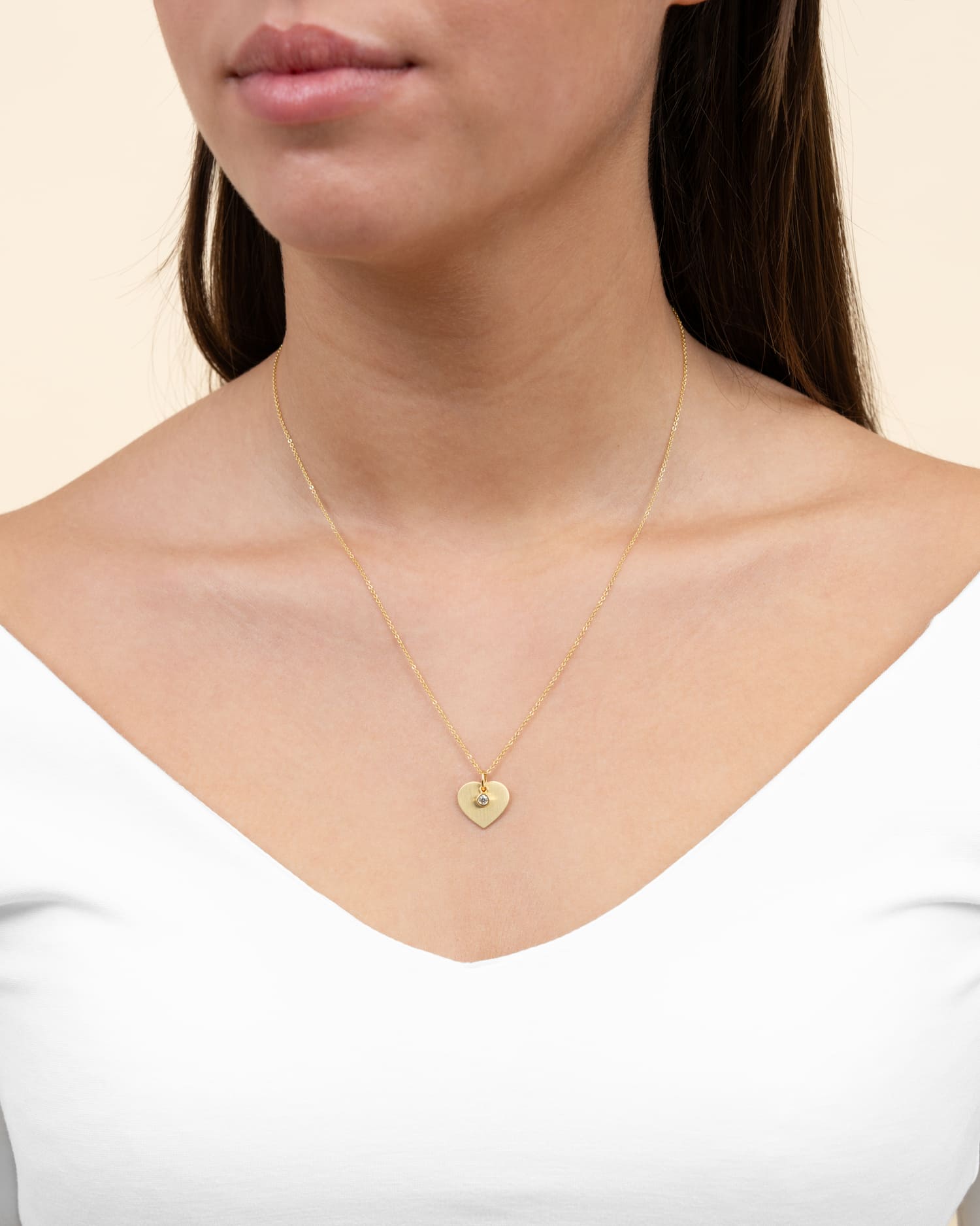 Heart necklace engraving plate pendant zirconia-3