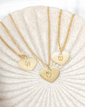 Heart necklace engraving plate pendant zirconia