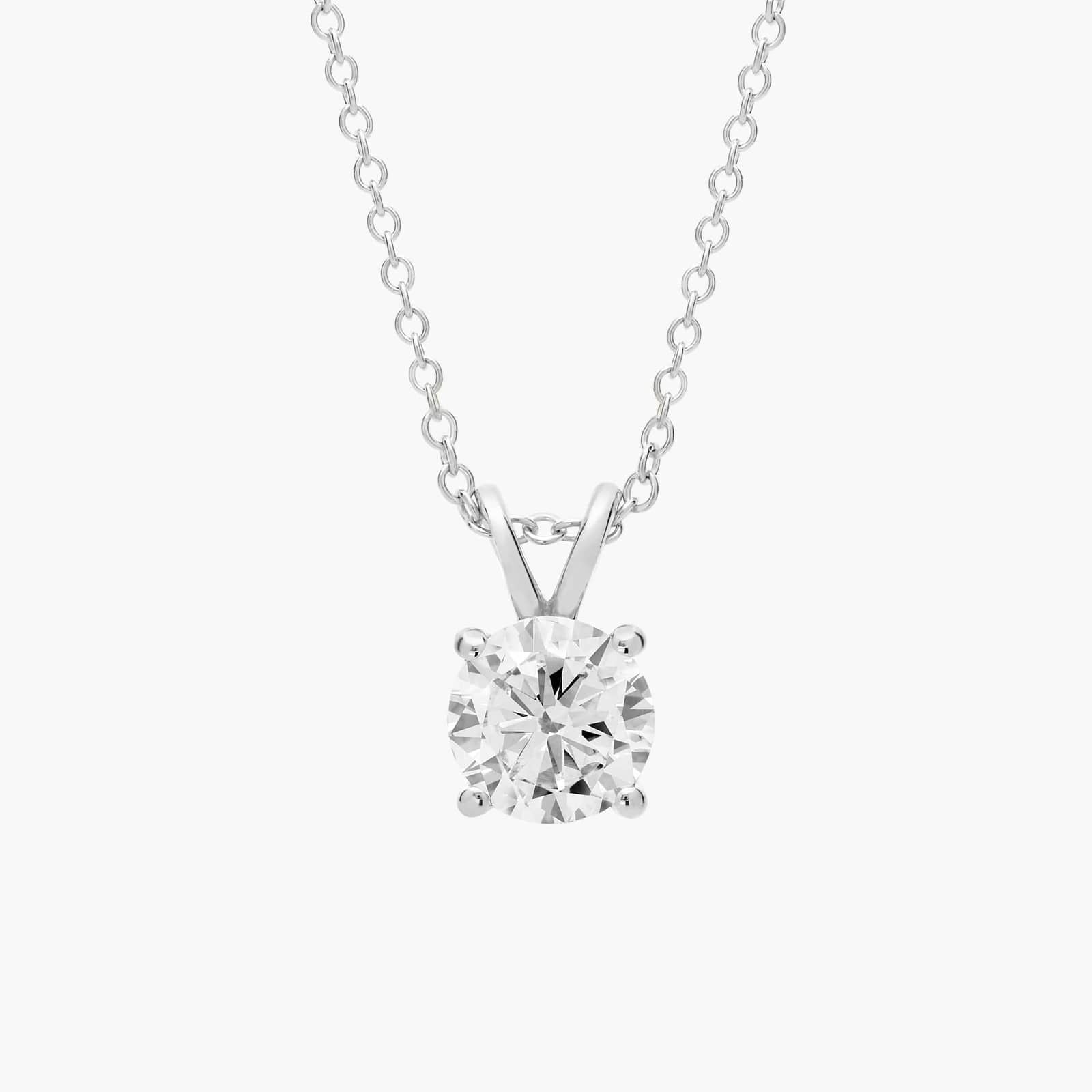 Double-Bail Lab-Grown Diamond Solitaire Pendant In 14K White Gold (1 Ct. tw. - F-G / VS2-SI1)