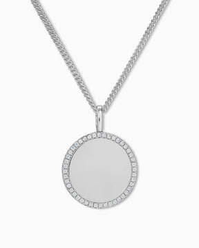 Engraving plates necklace pendant round zirconia 16mm-2