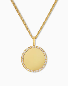 Engraving plates necklace pendant round zirconia 16mm