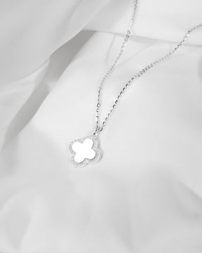 Cloverleaf necklace engraving plate zirconia