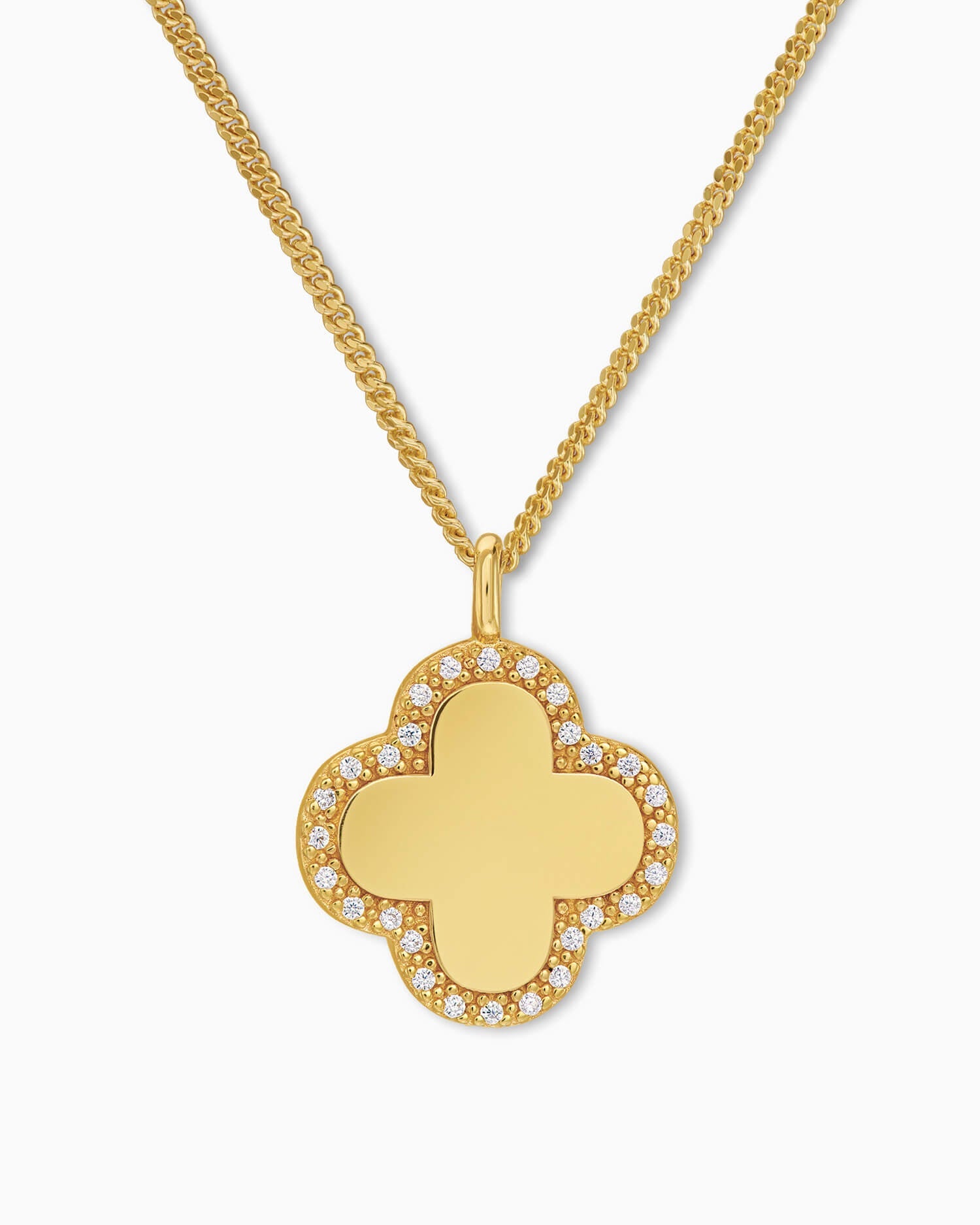 Cloverleaf necklace engraving plate zirconia-2