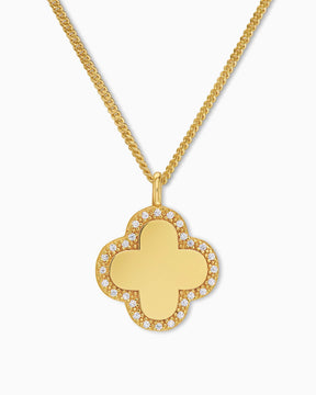 Cloverleaf necklace engraving plate zirconia-2