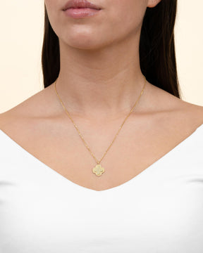 Cloverleaf necklace engraving plate zirconia