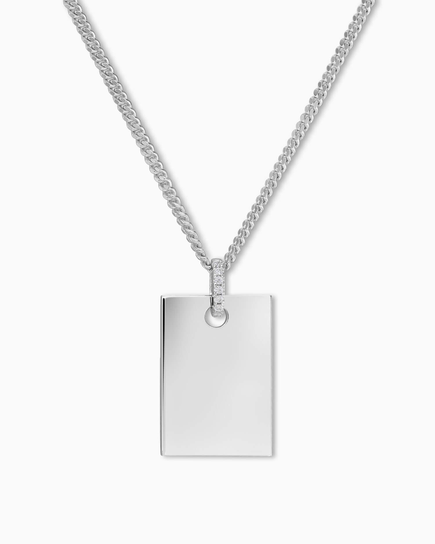Engraving plates necklace pendant zirconia square