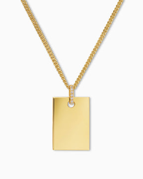 Engraving plates necklace pendant zirconia square