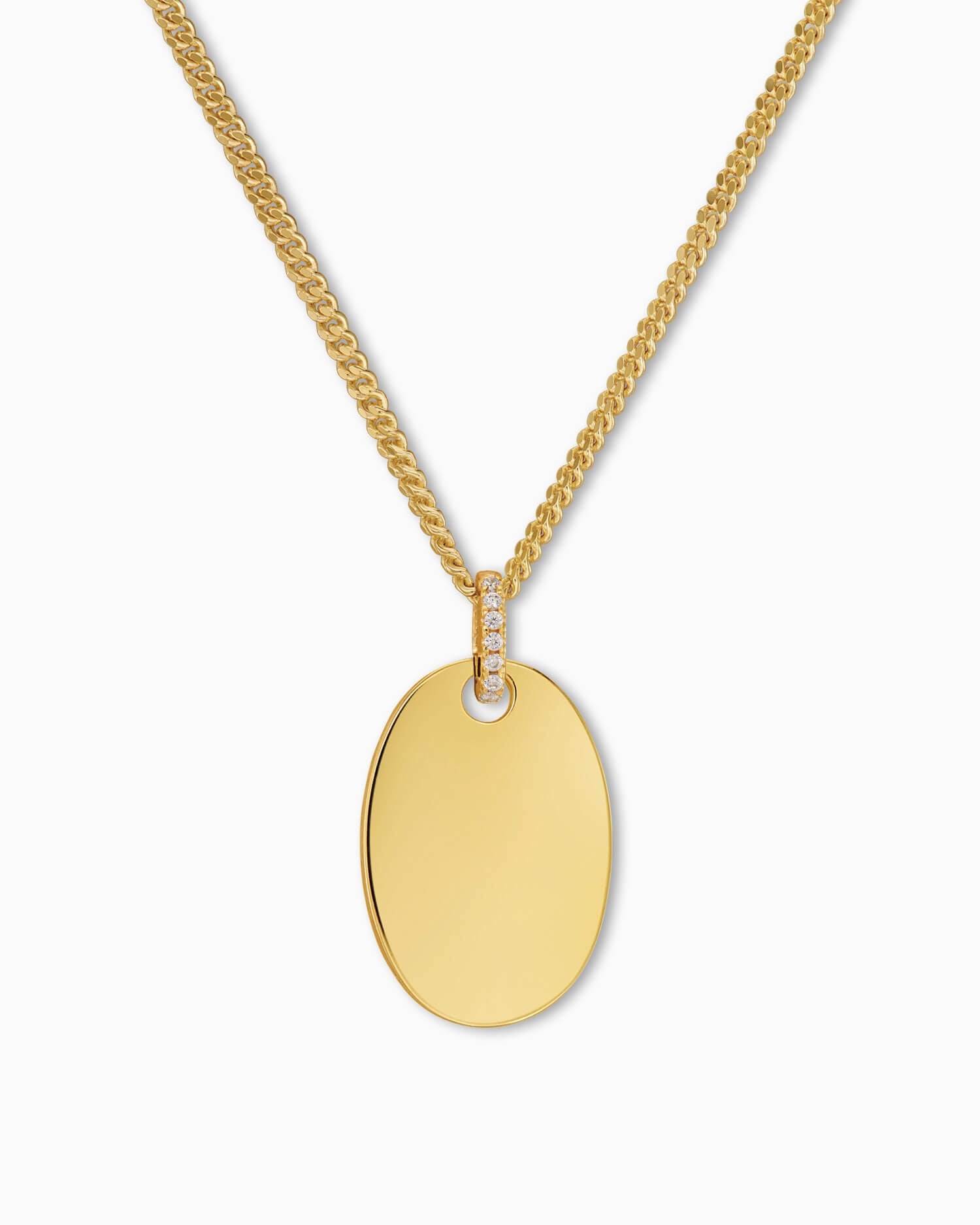 Engraving plates necklace pendant zirconia oval