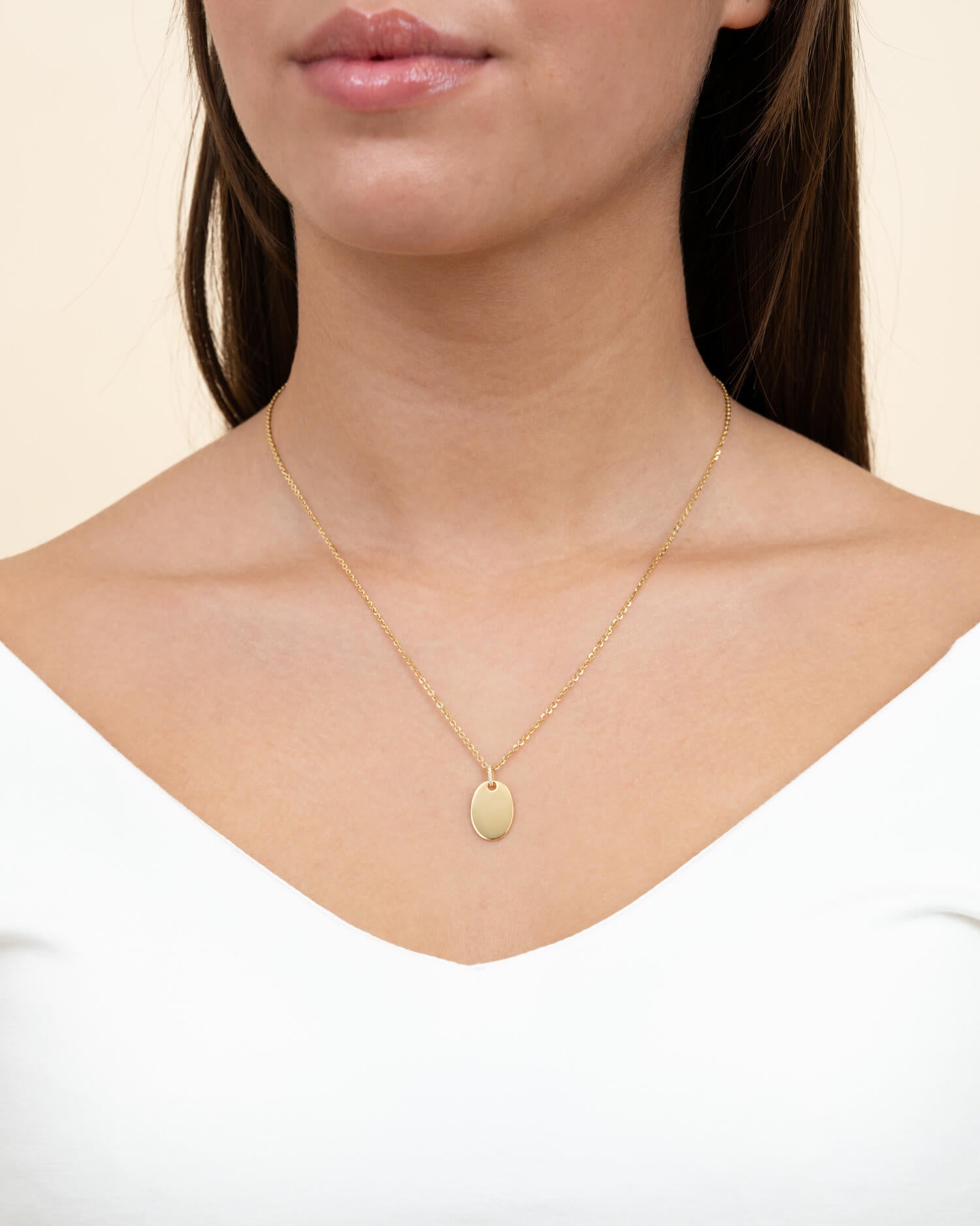 Engraving plates necklace pendant zirconia oval