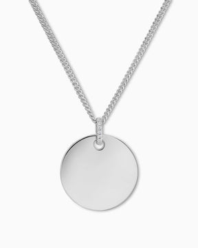 Engraving plates necklace pendant zirconia round-4
