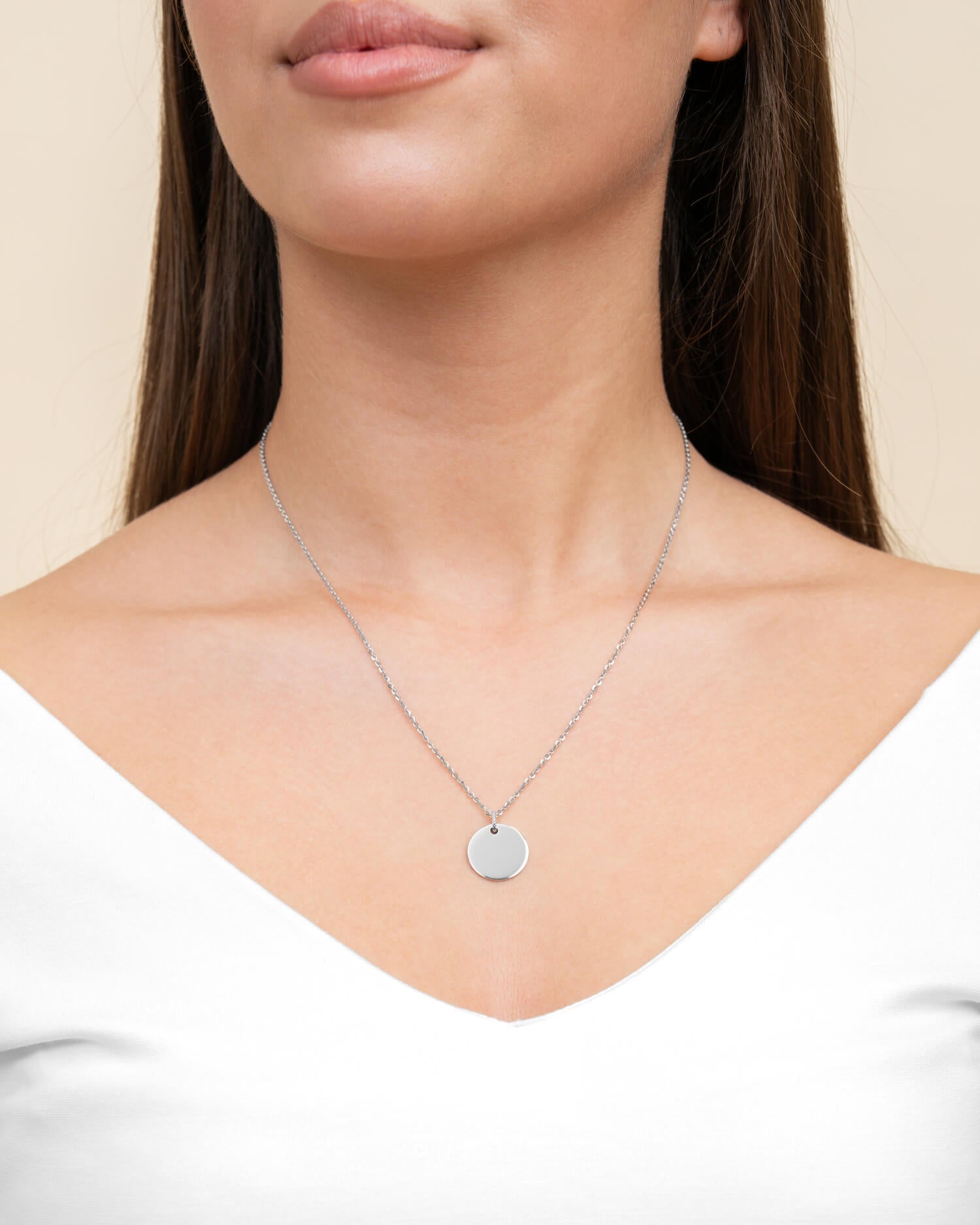 Engraving plates necklace pendant zirconia round-4