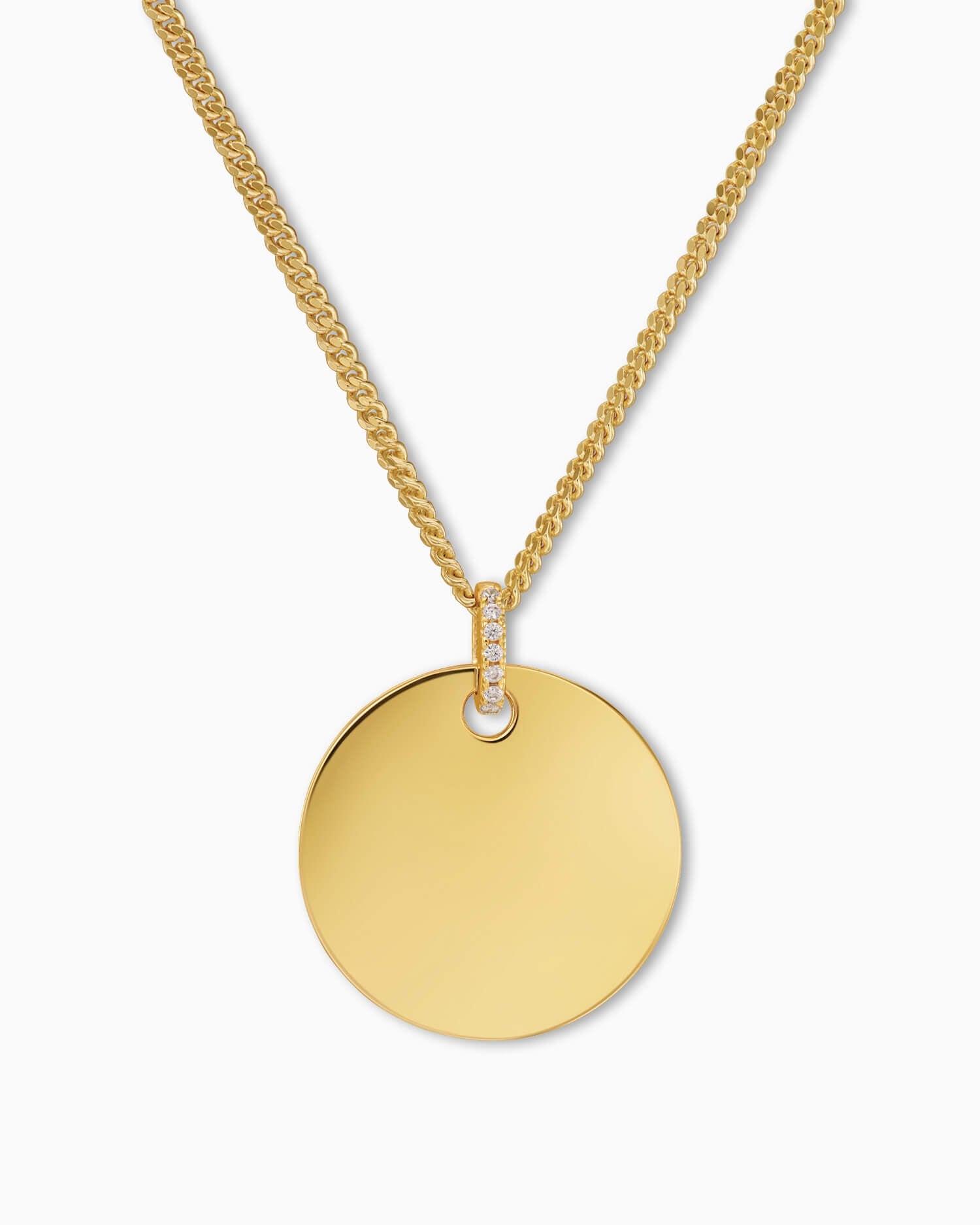 Engraving plates necklace pendant zirconia round
