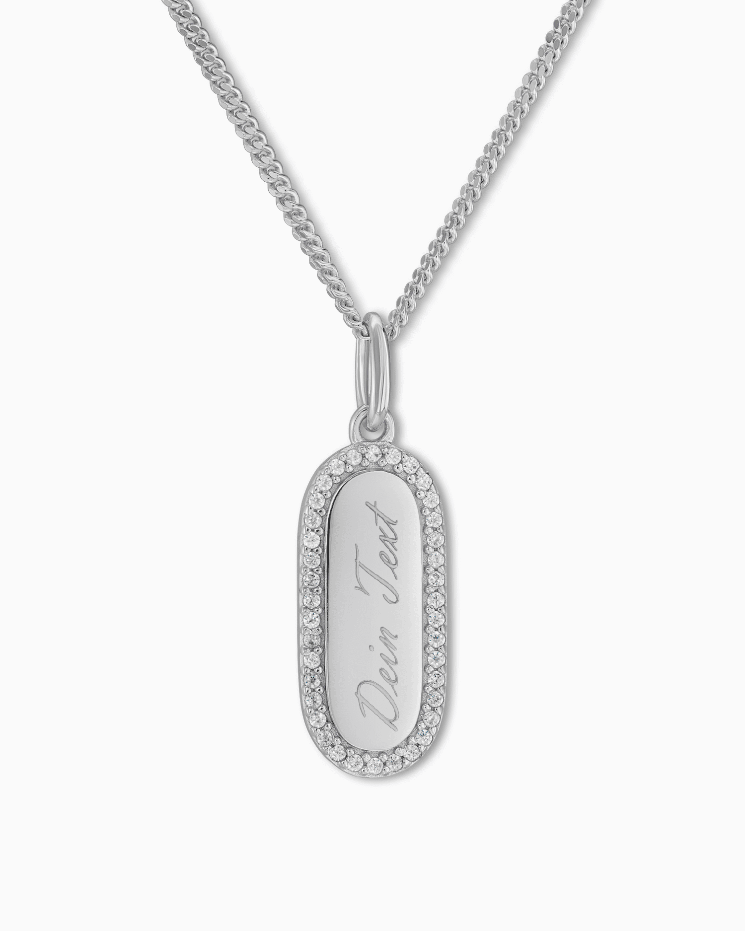 Engraving plates necklace pendant zirconia-1