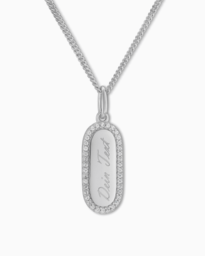 Engraving plates necklace pendant zirconia-1
