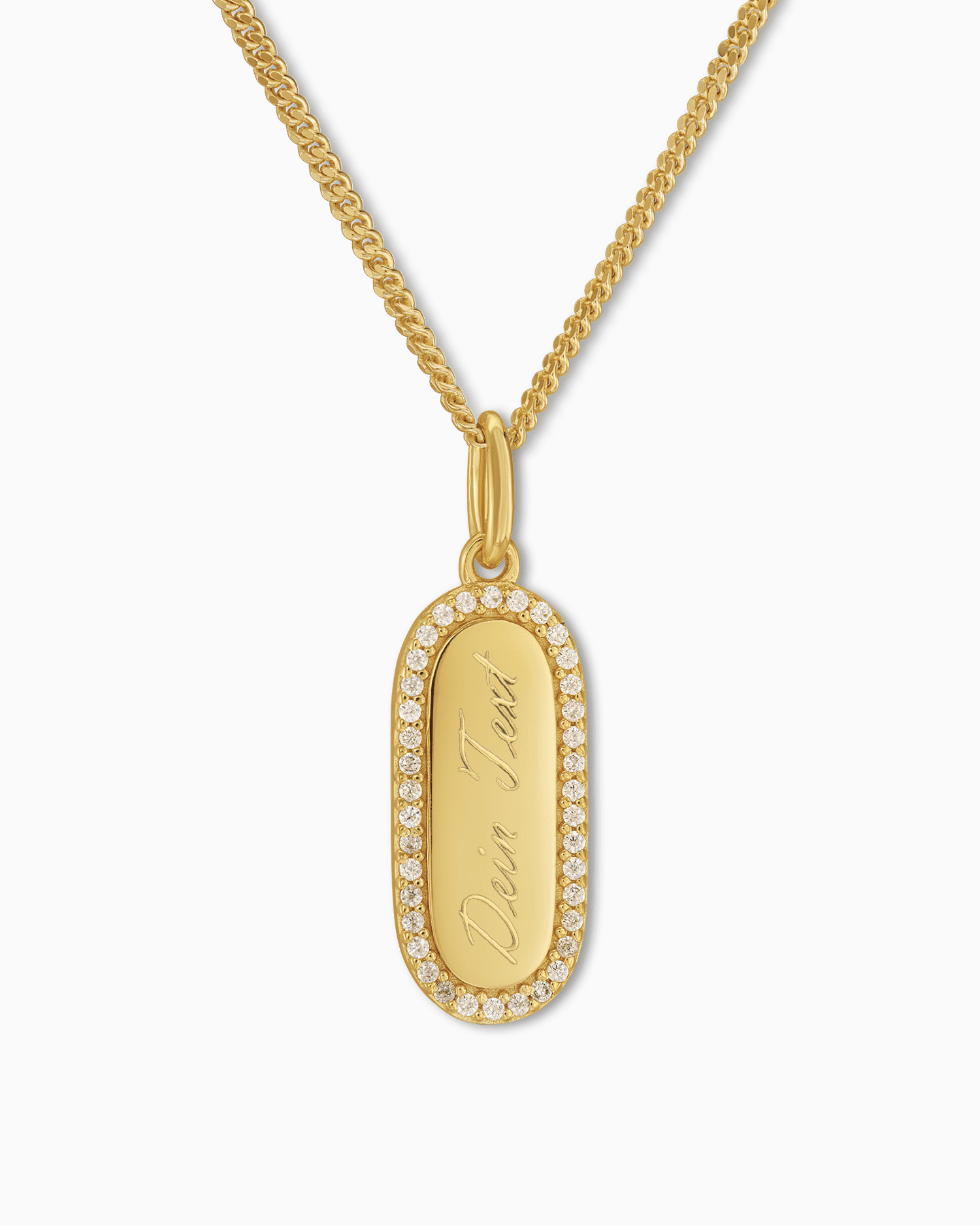 Engraving plates necklace pendant zirconia-1