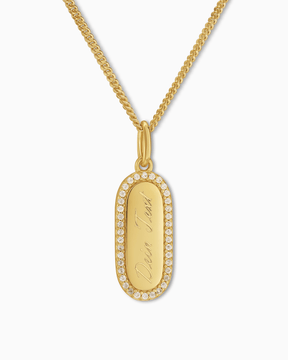 Engraving plates necklace pendant zirconia-1