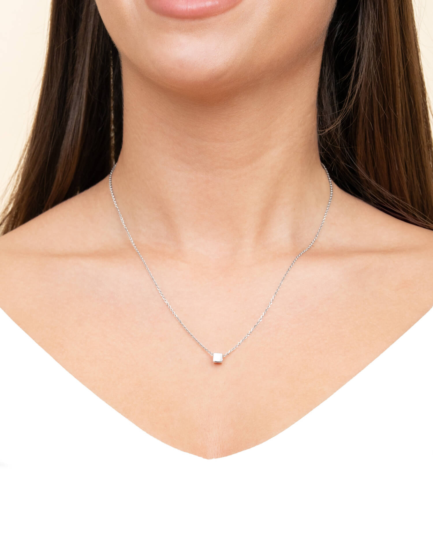 Cube necklace engraving plate pendant