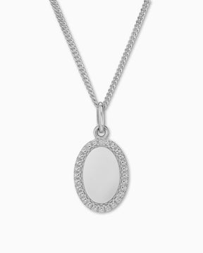 Engraving plates necklace pendant oval
