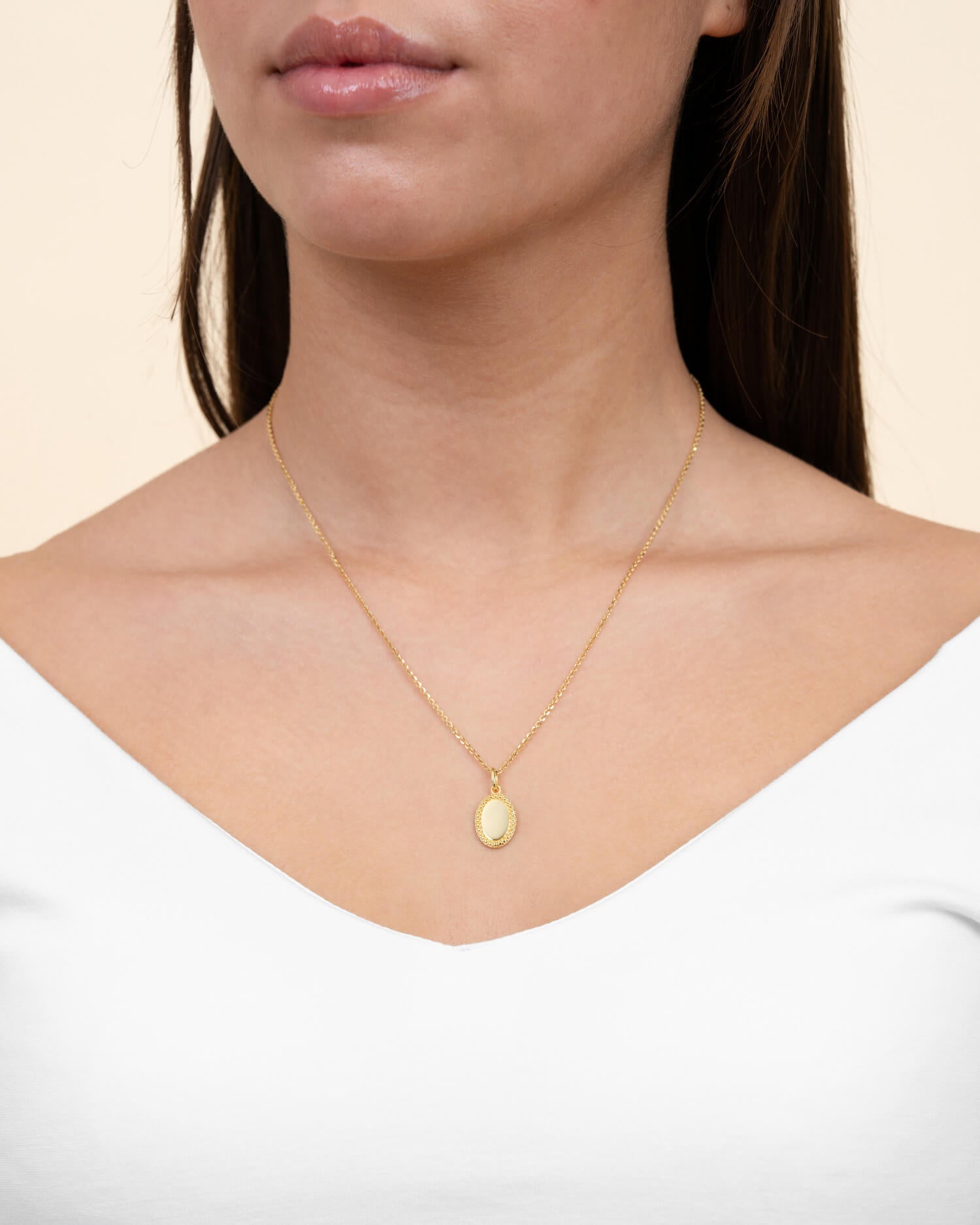 Engraving plates necklace pendant oval