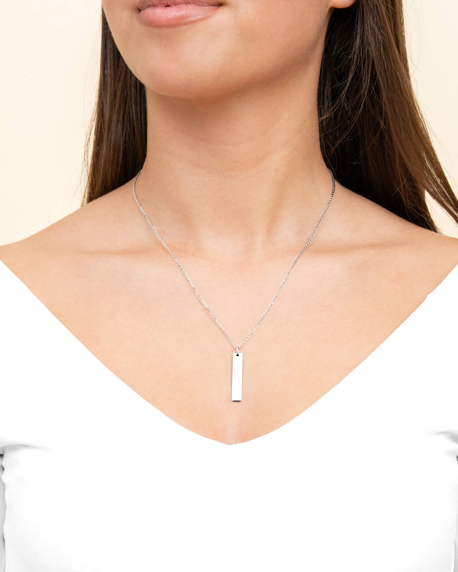 Bar necklace engraving plate pendant-2