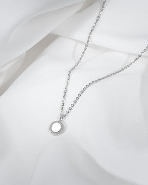 Engraving plates necklace pendant zirconia round-4