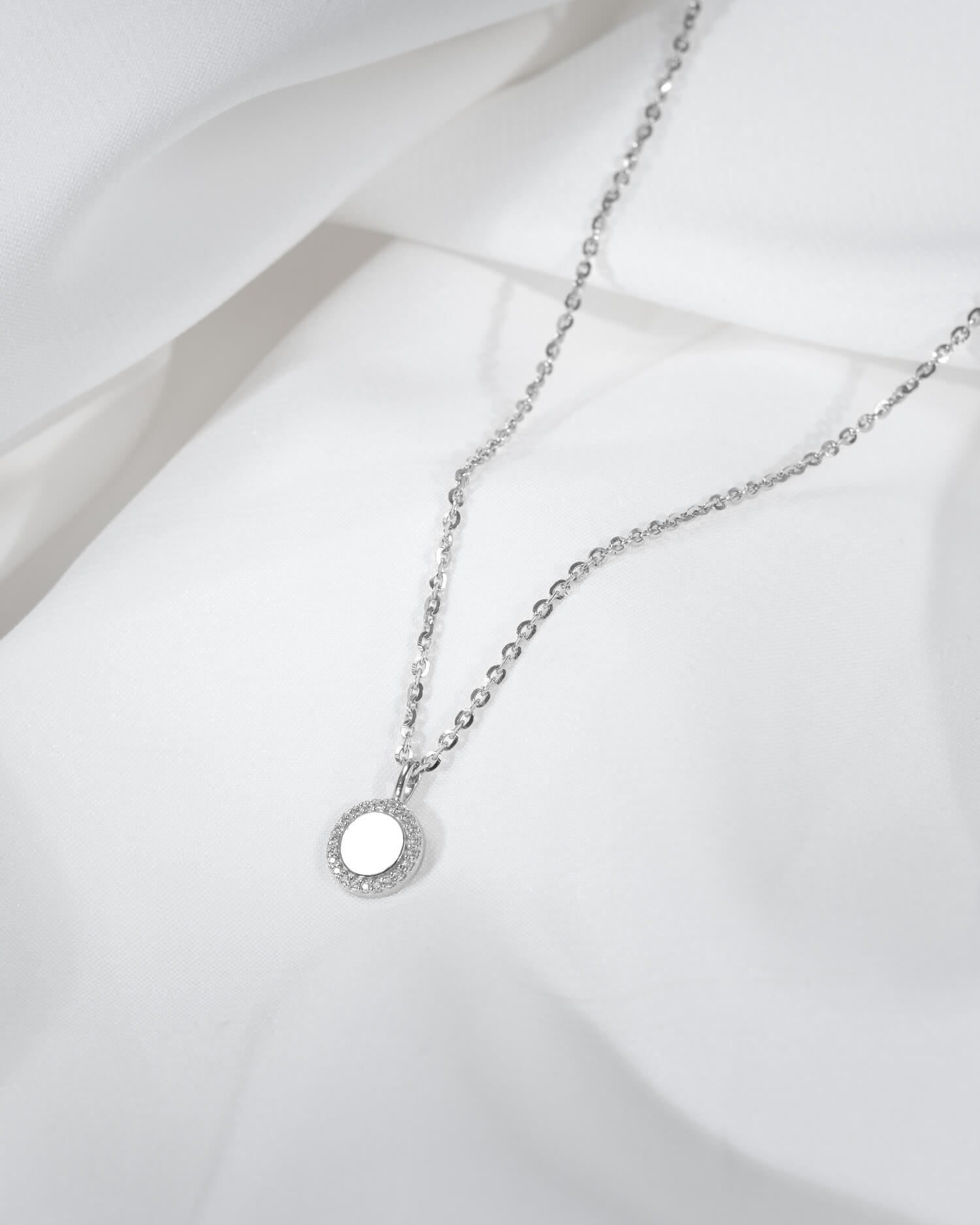 Engraving plates necklace pendant zirconia round
