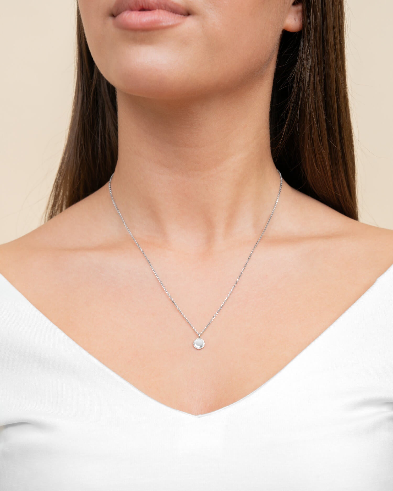 Engraving plates necklace pendant round 8mm-2