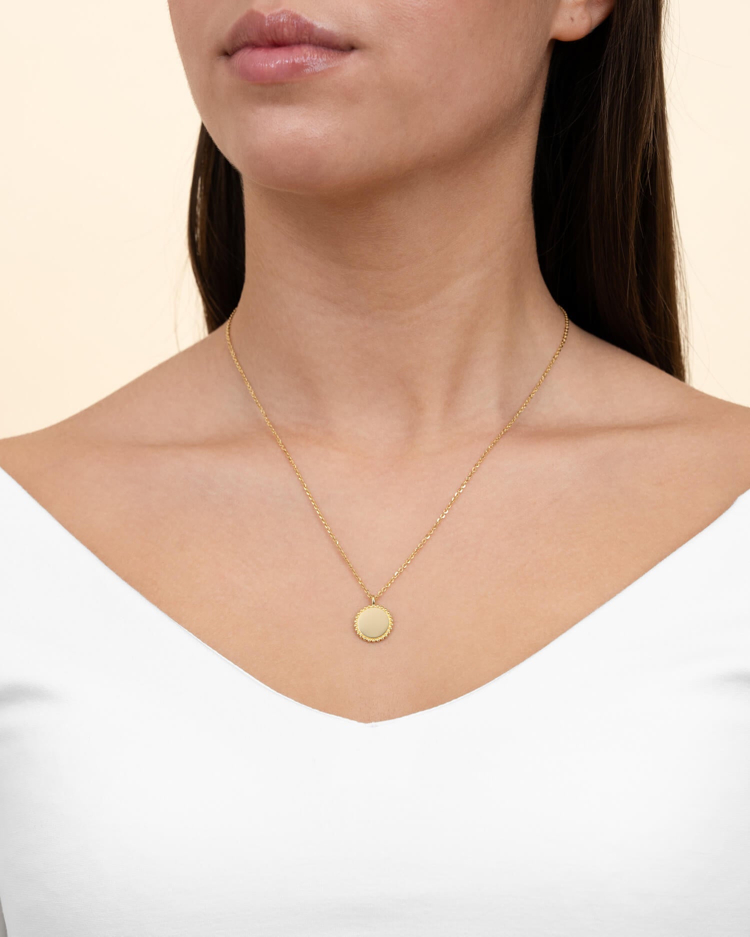 Engraving plates necklace pendant round 14mm-10